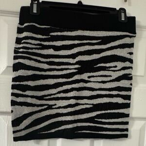 Derek Heart Black and White Striped Mini Skirt